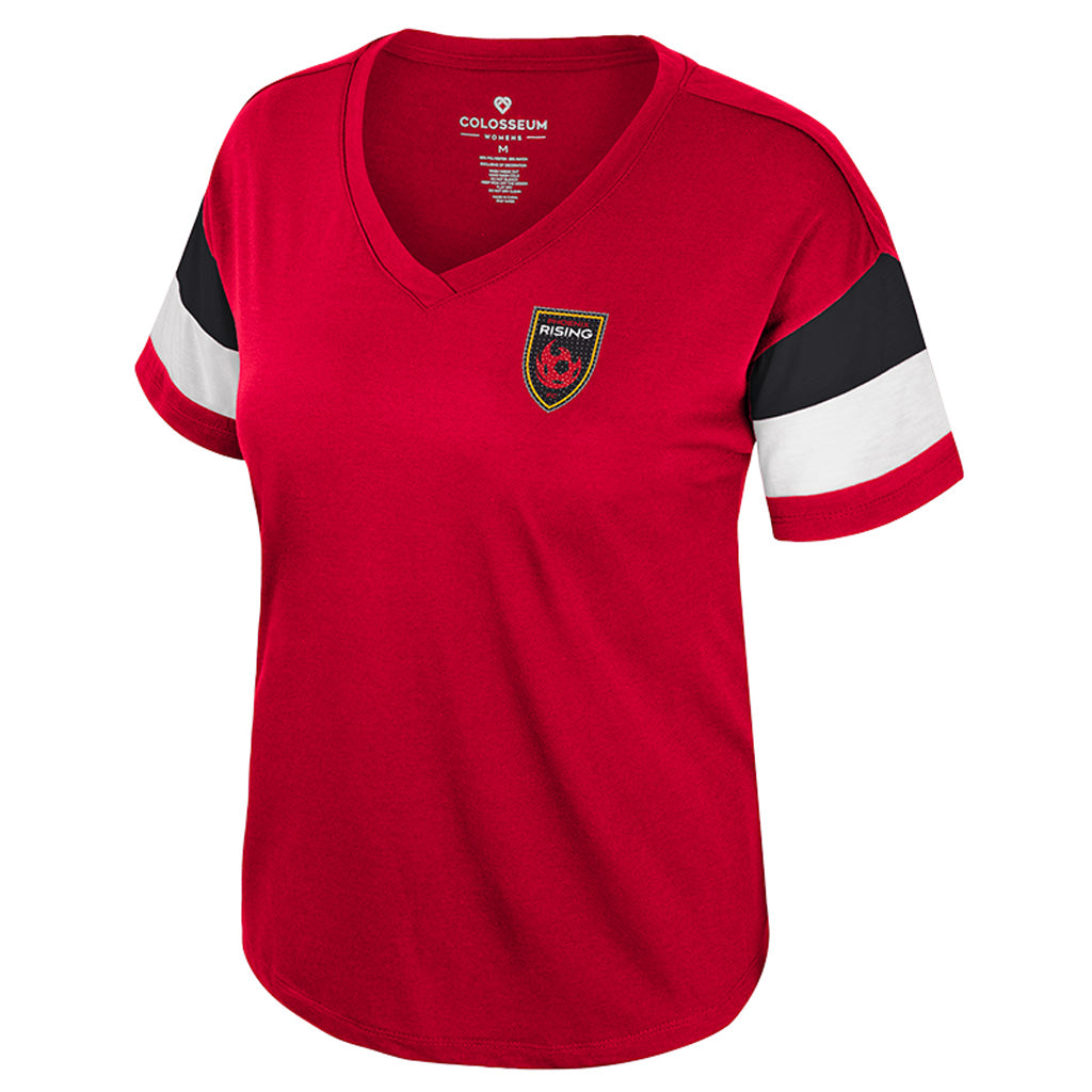 Phoenix Rising Women&#39;s Colosseum Sparkle V-neck T-Shirt - Red