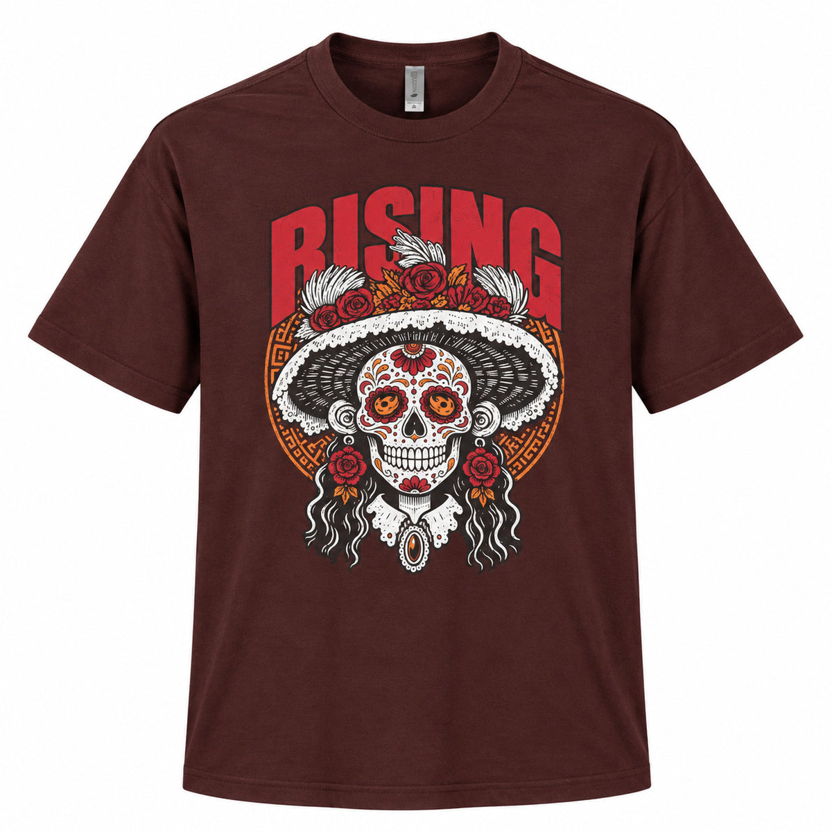 Phoenix Rising Calavera Garbencera Uno T-Shirt- Burgundy