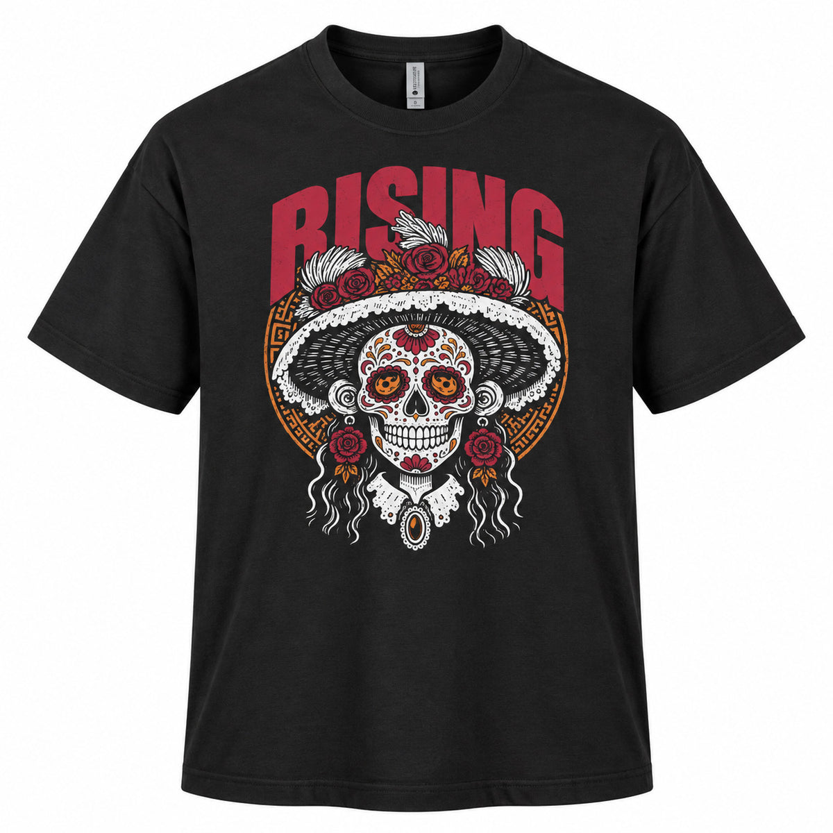 Rising Calavera Garbancera Dos T-Shirt- Black