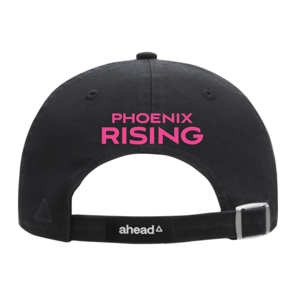 Phoenix Rising Ahead 2025 Breast Cancer Awareness Slouch Adjustable Hat - Black